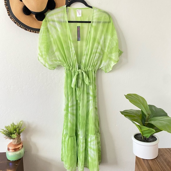 No Boundaries Other - No Boundaries Sheer Green Tie Dye Beach Swimsuit Coverup New with tag